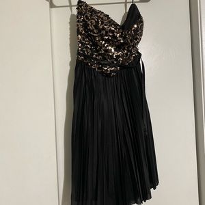 Black and Gold Strapless Dress